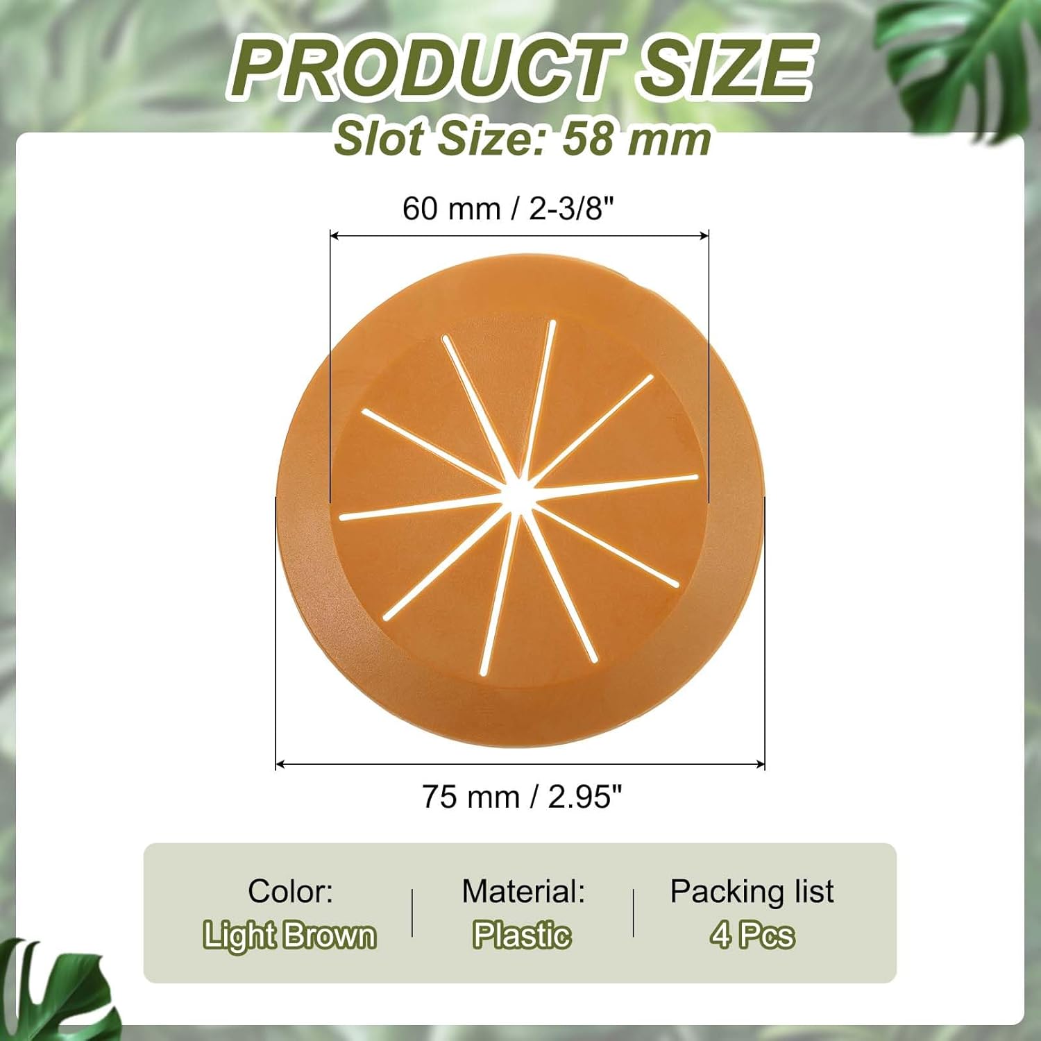 PATIKIL Desk Grommet 2-3/8", 4 Pcs Round Cable Grommet Cord Hole Cover with Adhesive Tape Flexible Table Wire Organizer for Office Home Table Countertop, Light Brown