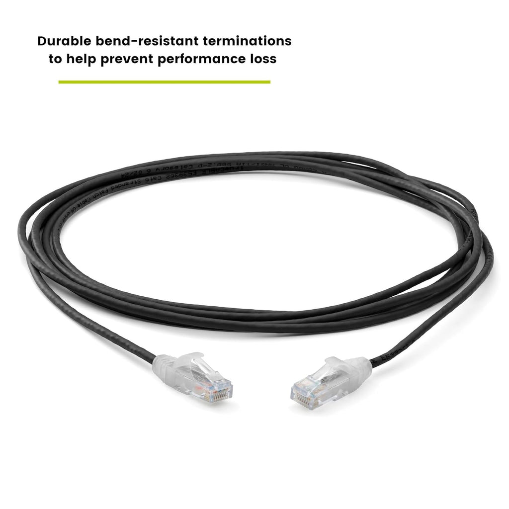 TRUECABLE Cat6 Component Rated Patch Cable, Unshielded (U/UTP), 10ft, Black, 28AWG Solid Copper, Snagless 10G High-Speed Ethernet Cable, PoE++ 4PPoE 100W, UL Listed, RoHS-3, 5 Pack