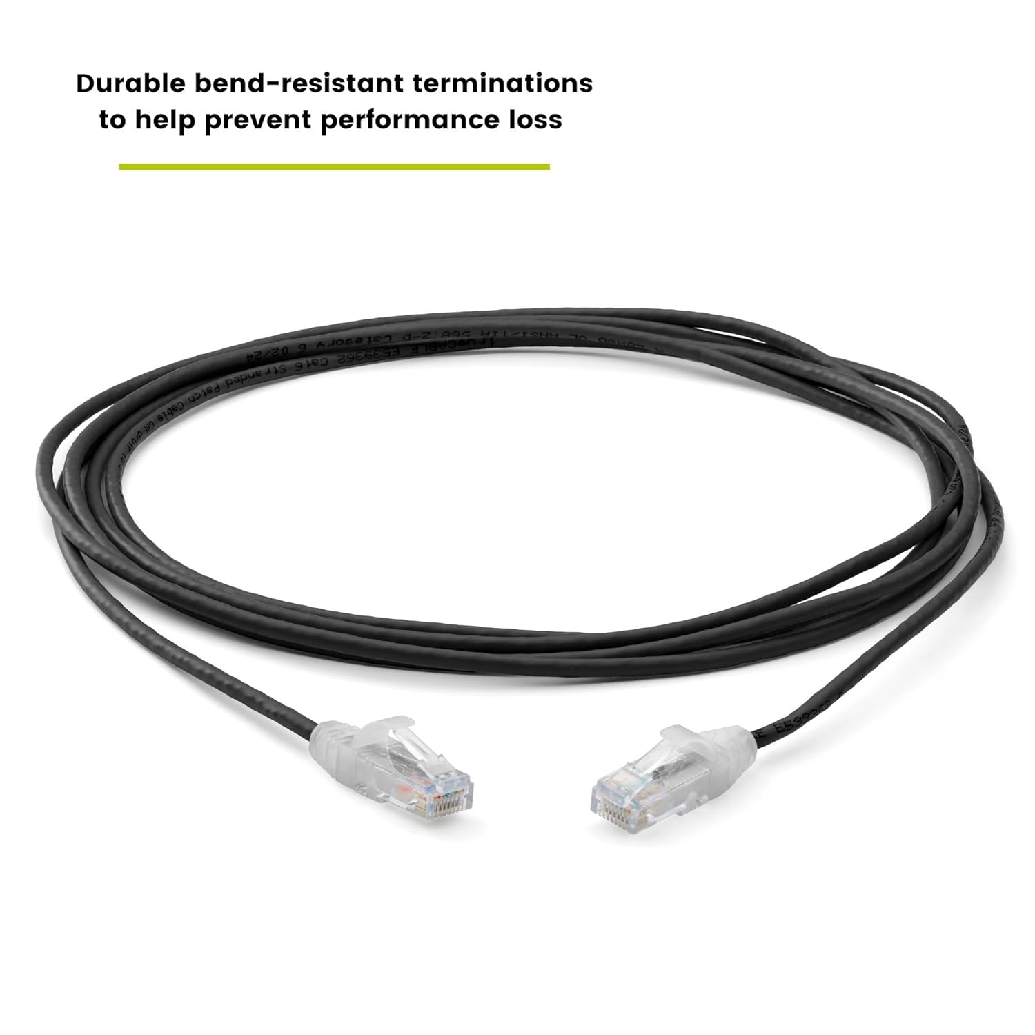 TRUECABLE Cat6 Component Rated Patch Cable, Unshielded (U/UTP), 10ft, Black, 28AWG Solid Copper, Snagless 10G High-Speed Ethernet Cable, PoE++ 4PPoE 100W, UL Listed, RoHS-3, 5 Pack