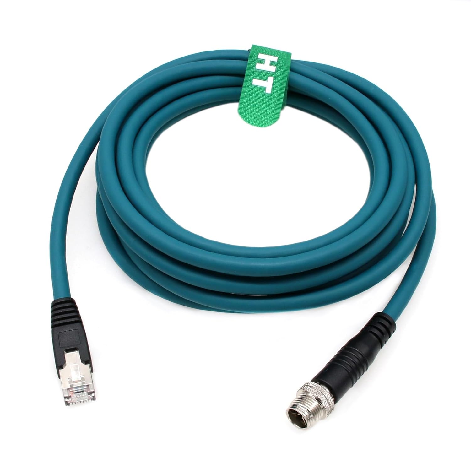 Ethernet Cable 8 Pin X-Coded M12 RJ45 for Keyence IV3 Baumer Datalogic Basler Cognex is 2000 9000 8000 DM 260 Vision Camera Sensor Reader 15M