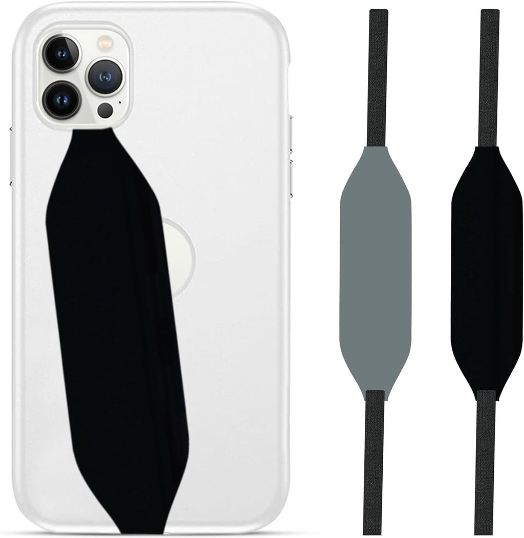 Phone Grip Strap - Reversible Finger Holder for Phone Back, Customizable Anti-Slip Design, Wireless Charging Compatible Detachable Holder for iPhone - Black & Grey