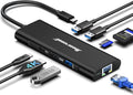 Hiearcool USB C Hub, USBC to 4K@60 Hz HDMI Adapter with 100W PD, 8-in-1 USB-C Dongle Multiport Dock Compatible for MacBook Dell Lenovo HP Laptops-Midnight Black
