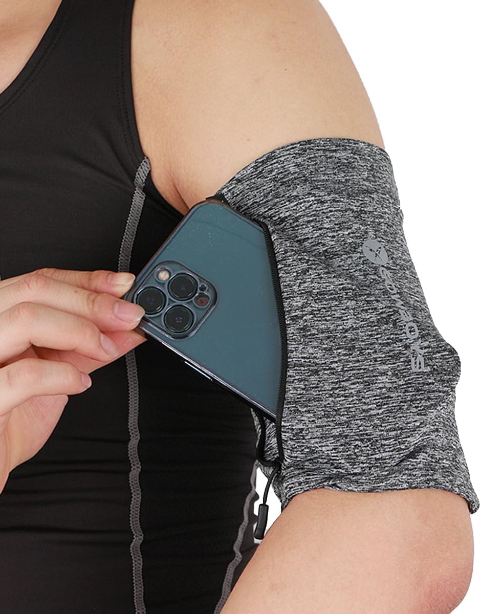Running Phone Armband for Men Women,Universal Arm Bands for Phones Below 8 Inches,Waterproof Cell Phone Armband for Hiking,Running,Cycling,Climbing(Grey L)