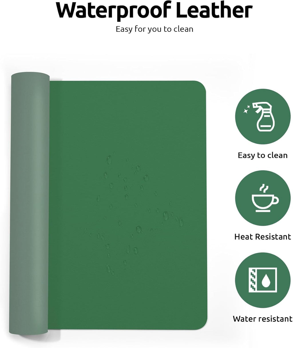 YSAGi Leather Desk Pad Protector, Office Desk Mat, Large Mouse Pad, Non-Slip PU Leather Desk Blotter, Laptop Desk Pad, Waterproof Desk Writing Pad for Office and Home (Jade Green, 31.5" x 15.8")