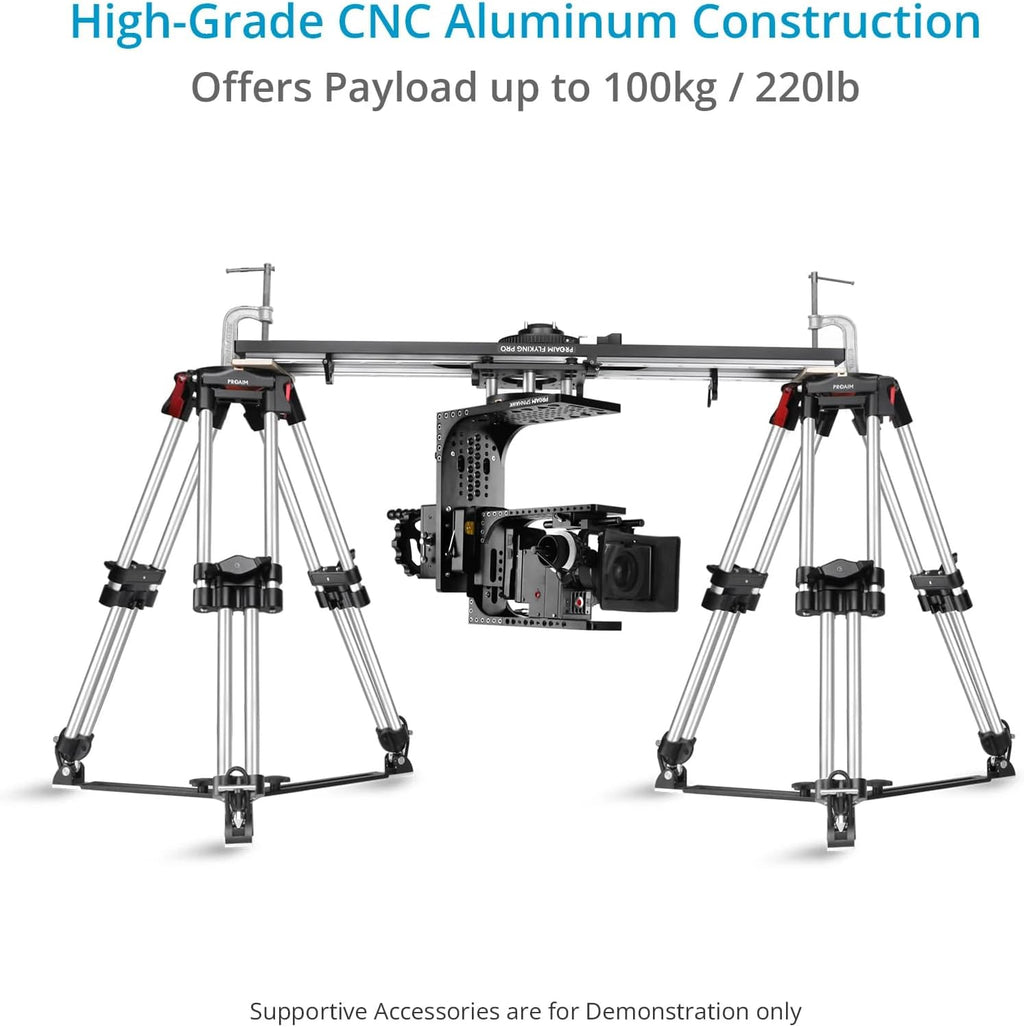 PROAIM Flyking PRO 4ft Mitchell Video Camera Slider for Videomakers & Filmmakers. with 360° Sweeping Panning & Quick Flip Lock. Payload up to 100kg / 220lb.