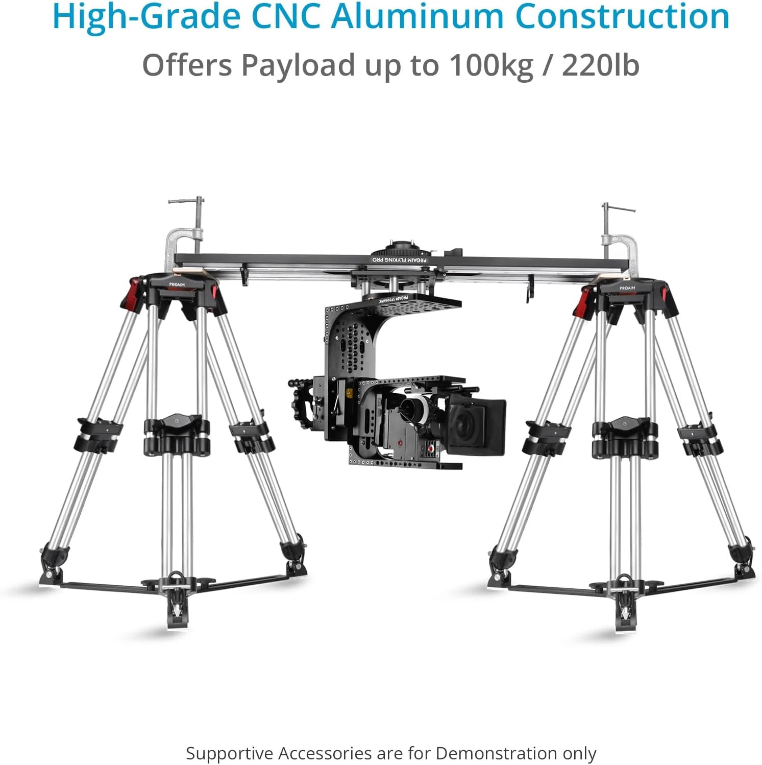 PROAIM Flyking PRO 4ft Mitchell Video Camera Slider for Videomakers & Filmmakers. with 360° Sweeping Panning & Quick Flip Lock. Payload up to 100kg / 220lb.