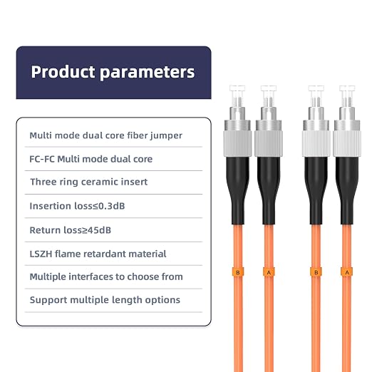 FC/UPC to FC/UPC Fiber Patch Cable, 35M/114.8FT OM1 Multimode Duplex 62.5/125µm - Image 4