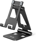 Cell Phone Stand for Desk, Adjustable Desktop Phone Holder Stand, Foldable Moblie Phone Dock for iPhone 15 14 13 12 11 Pro Xs Max Xr X 8 7 6 5 5s SE Nintendo Switch All Phones, Black