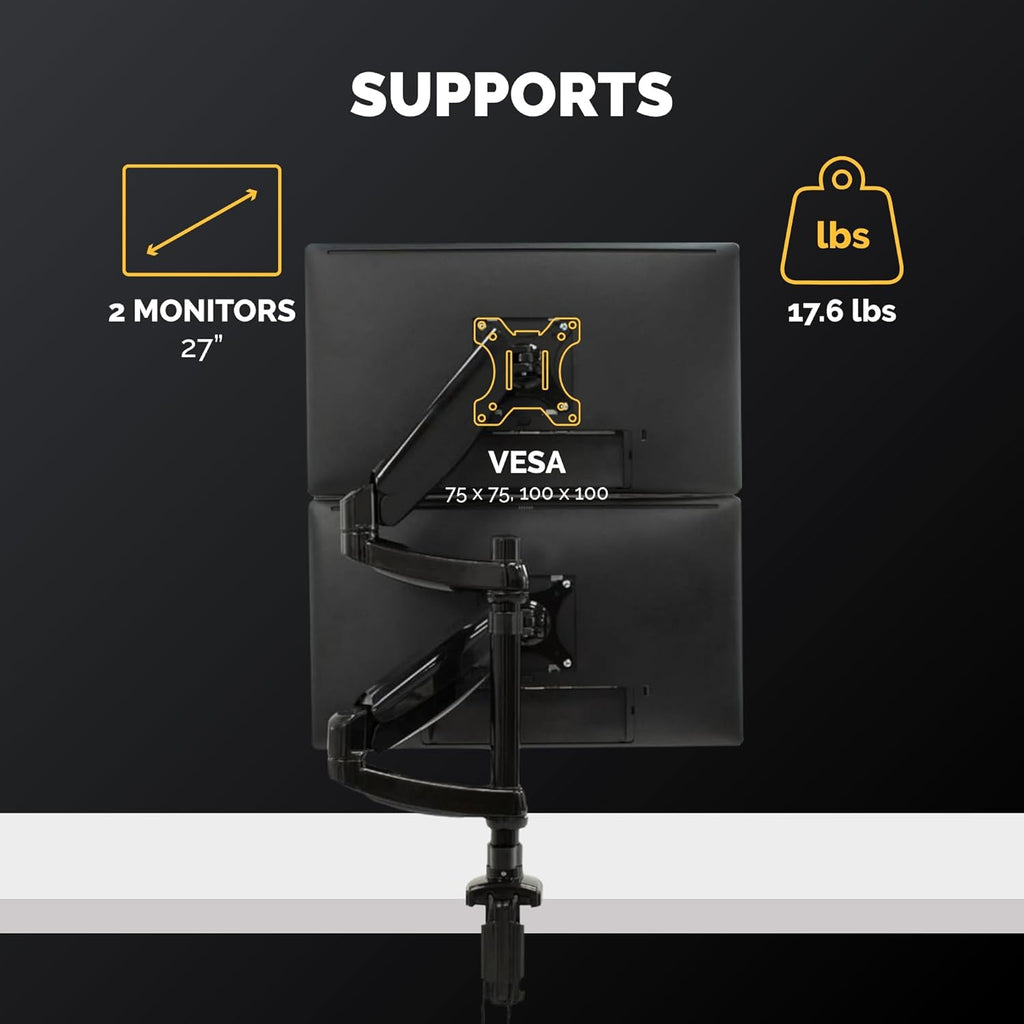 Fellowes 8043401 Platinum Series Stacked Monitor Mount, Adjustable Computer Monitor Stand for 2 Monitors with Dual Monitor Arms, 32 Inch Monitor Capacity