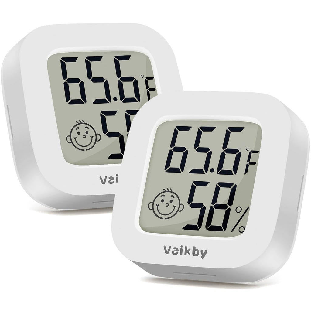 Vaikby Indoor Thermometer 2Pack, Humidity Gauge Meter Digital Hygrometer Room Thermometer for Home, Hight Accurate Temperature and Humidity Monitor for Greenhouse, Reptile, Humidors, Cellar, Office