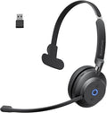 Bluetooth Headphones Wireless Headset with Mic for Work-V5.3 Computer Headsets with Noise Reduction Microphone, 2.4Ghz USB Dongle & Mute Button for PC, Laptop, Office, Home