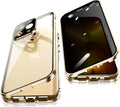Jonwelsy Anti Peeping Case for iPhone 13 Pro Max, 360 Degree Protection Cover, Privacy Tempered Glass Anti-Spy Case Cover, Magnetic Adsorption Bumper Metal Frame Case for 13 Pro Max (Gold)