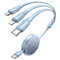 LISEN Multi Charging Cable 3 in 1 iPhone 16 Charger Cord, Retractable Car Charger Type C Cable, Retractable iPhone Charger Cord with Type C/L/Micro USB for iPhone/Samsung/PS/Kindle,Blue