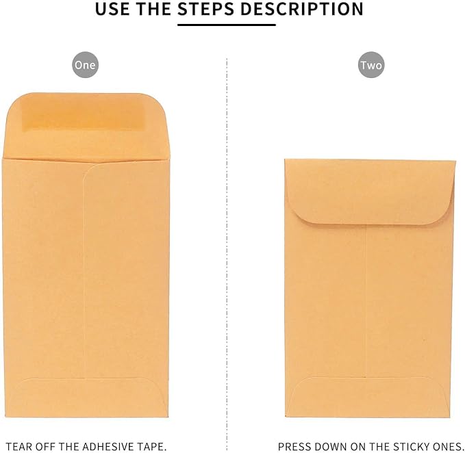 Xxcxpark 200PCS #3 Coin Envelopes 2.5x4.25 inches Brown Kraft Envelopes Classic - Image 6