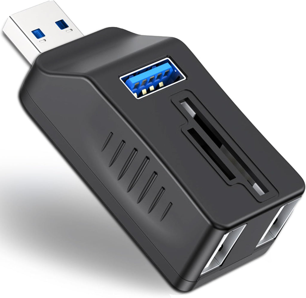 VIENON 5-Port USB 3.0 Hub with SD TF Card Reader, USB Extender Adapter with Memory SD/Micro SD Card Reader, USB 3.0/2.0 Ports, Portable USB Splitter for Laptop,PC, Camera, Flash Driver, HDD, Dash Cam