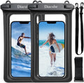 2-Pack Waterproof Phone Pouch, Universal IPX8 Floating Waterproof Case with Adjustable Lanyard for All Phones [Up to 8.3"] Beach, Waterpark & Travel Essentials - Black