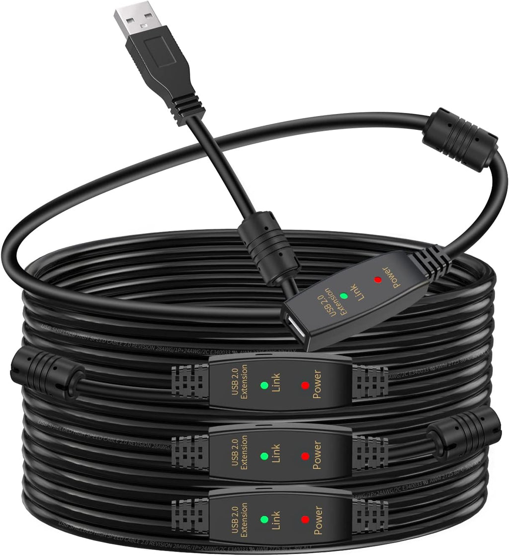 LDKCOK 150FT Active USB Extension Cable 2.0 Male to Female with A Extension chipset Signal Booster - Active Extension/Repeate