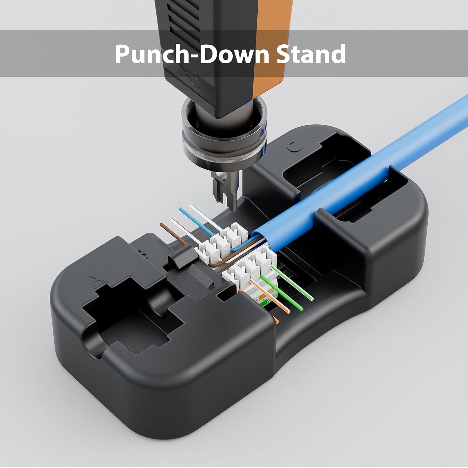 iwillink 10Gbps Cat6 Keystone Jack and Punch-Down Stand, 50-Pack, RJ45 Ethernet Keystone Jacks, 90-Degree UTP Modular Punch Down Keystone Jack Adapter, Black