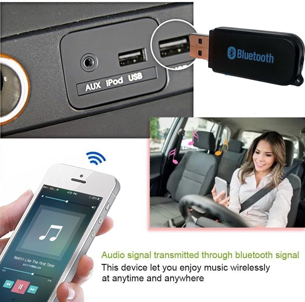 USB Bluetooth Car Adapter,Wireless Audio Adapter Music Receiver for Home,Car Stereo Sound System,Portable Speskers (H209)