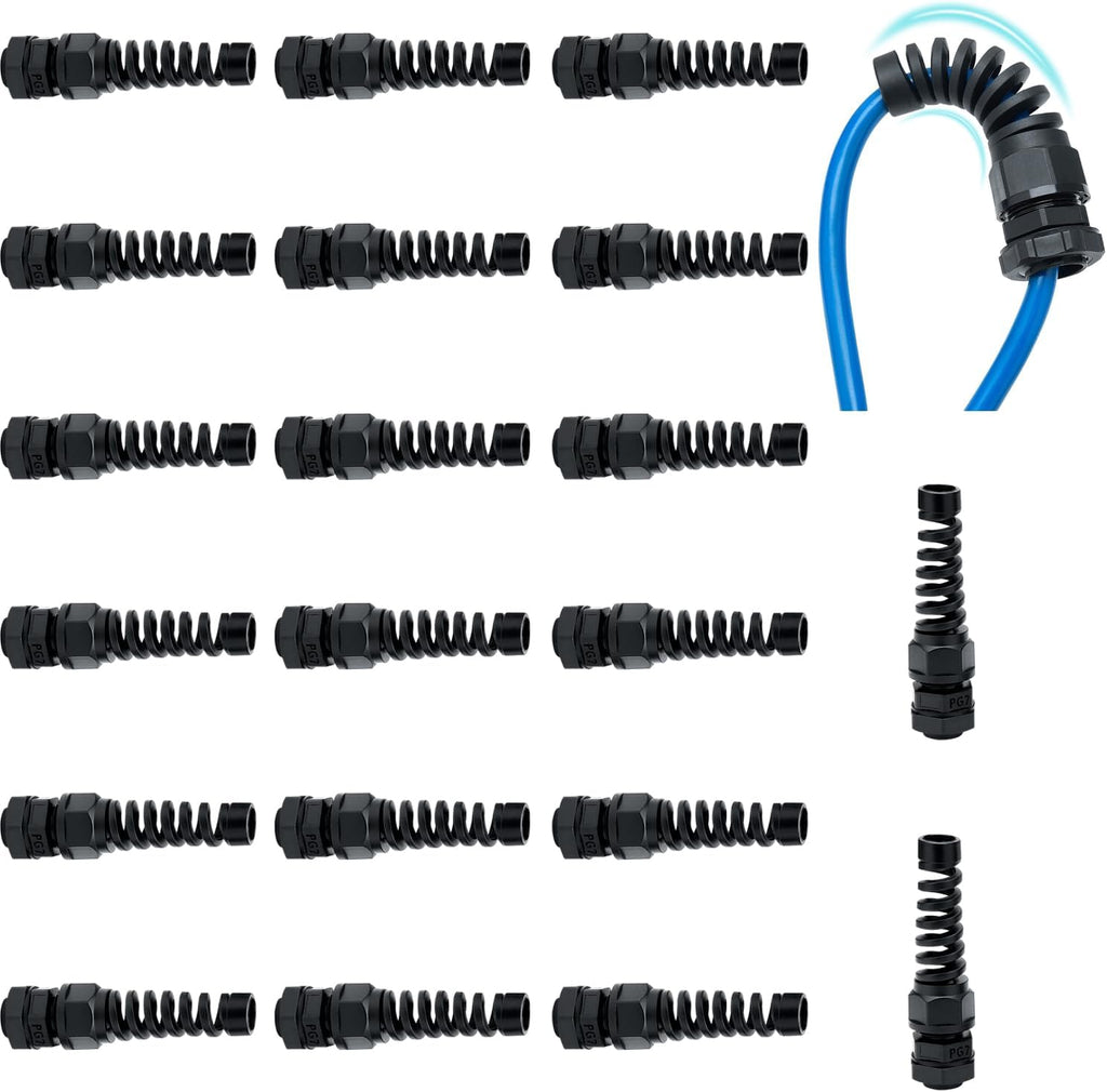 20 Pcs Waterproof Cable Gland, PG7 Thread(3-6.5mm), Made of PA66 Material,waterproof wire grommet Strain Relief Cord Connectors,Suitable for Various Electrical Installations