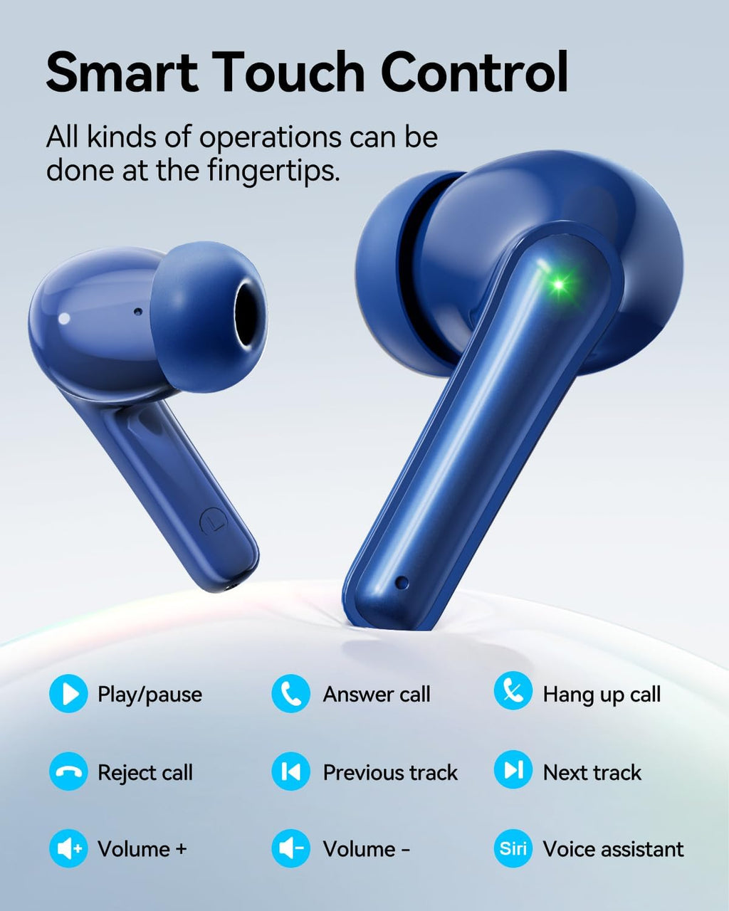 Wireless Earbuds, Bluetooth Ear Buds Headphones with LED Charging Case, Deep Bass Stereo Sound, 40 Hours Playtime, IP7, Lightweight in-Ear Earphones for iPhone Android Sports Workout