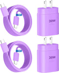 Phone 16 15 Charger,30W USB C Fast Charger Block & 10FT Long C to C Fast Charging Cable Cord for Phone 16 15/16 15 Pro Max/ 16 15 Plus/ 15 Mini,Pro 12.9/11 inch,10th Gen,Samsung Galaxy S24Ultra,Purple