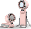 Portable Handheld Turbo Fan with Ice Cooling, Rechargeable Personal Fan, Up tp 12Hrs Cooling, 5 Speed 25550RPM Powerful Portable Fan for Travel, Outdoor, Camping, Hiking (Pink)