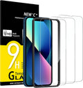 NEW'C 3 Pack Designed for iPhone 14,iPhone 13,iPhone 13 Pro Screen Protector (6.1 inches),Tempered Glass with easy installation tool included,Case Friendly Ultra Resistant