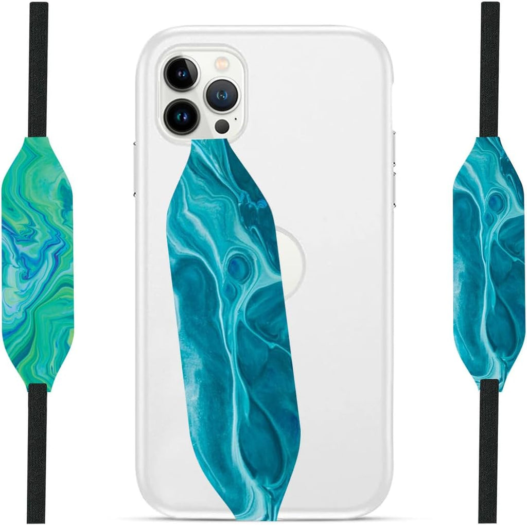 Phone Grip Strap - Pack of 2 Reversible Finger Holder for Phone Back, Customizable Anti-Slip Design, Wireless Charging Compatible Detachable Holder for iPhone - Ripple Opal