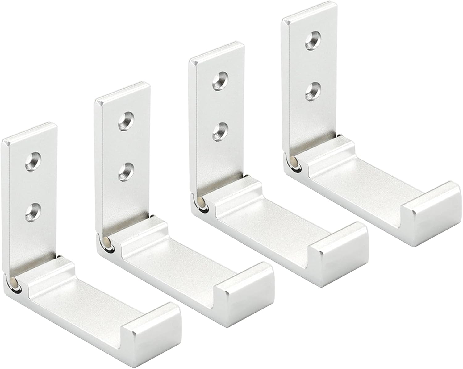 Folding Coat Hooks, Wall Hooks for Hanging Aluminum Alloy Cloth Hanger Coat Hanger Headphones Holder Headset Wall Hanger Hook- Pack of 4 (Silver)