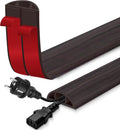 Floor Cord Cover for Wires on Floor Self Adhesive Cord Hider Floor Cable Management Wire Covers for Cords Protector Prevent Cable Trips Cord Cavity W 0.59" x H 0.31", Black Walnut, 20Ft