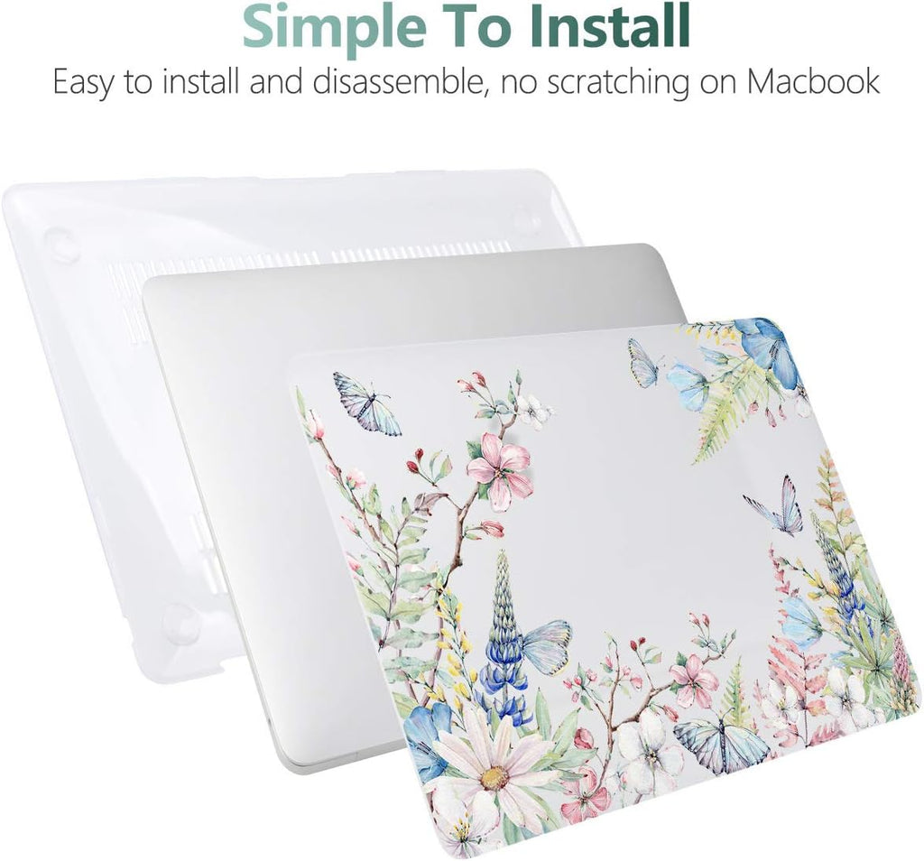 Batianda Case for MacBook Air 13 Inch M1 2020 2019 2018 Release Model A2337 A2179 A1932 with Retina & Touch ID, Floral Series Hard Shell Cover with Keyboard Cover & Screen Protector,Elegant Flowers