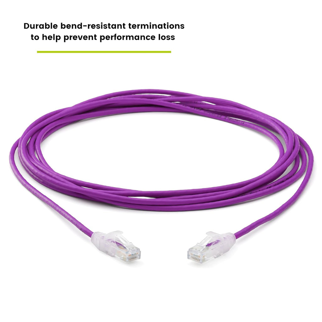 TRUECABLE Cat6 Component Rated Patch Cable, Unshielded (U/UTP), 14ft, Purple, 28AWG Solid Copper, Snagless 10G High-Speed Ethernet Cable, PoE++ 4PPoE 100W, UL Listed, RoHS-3, 1 Pack