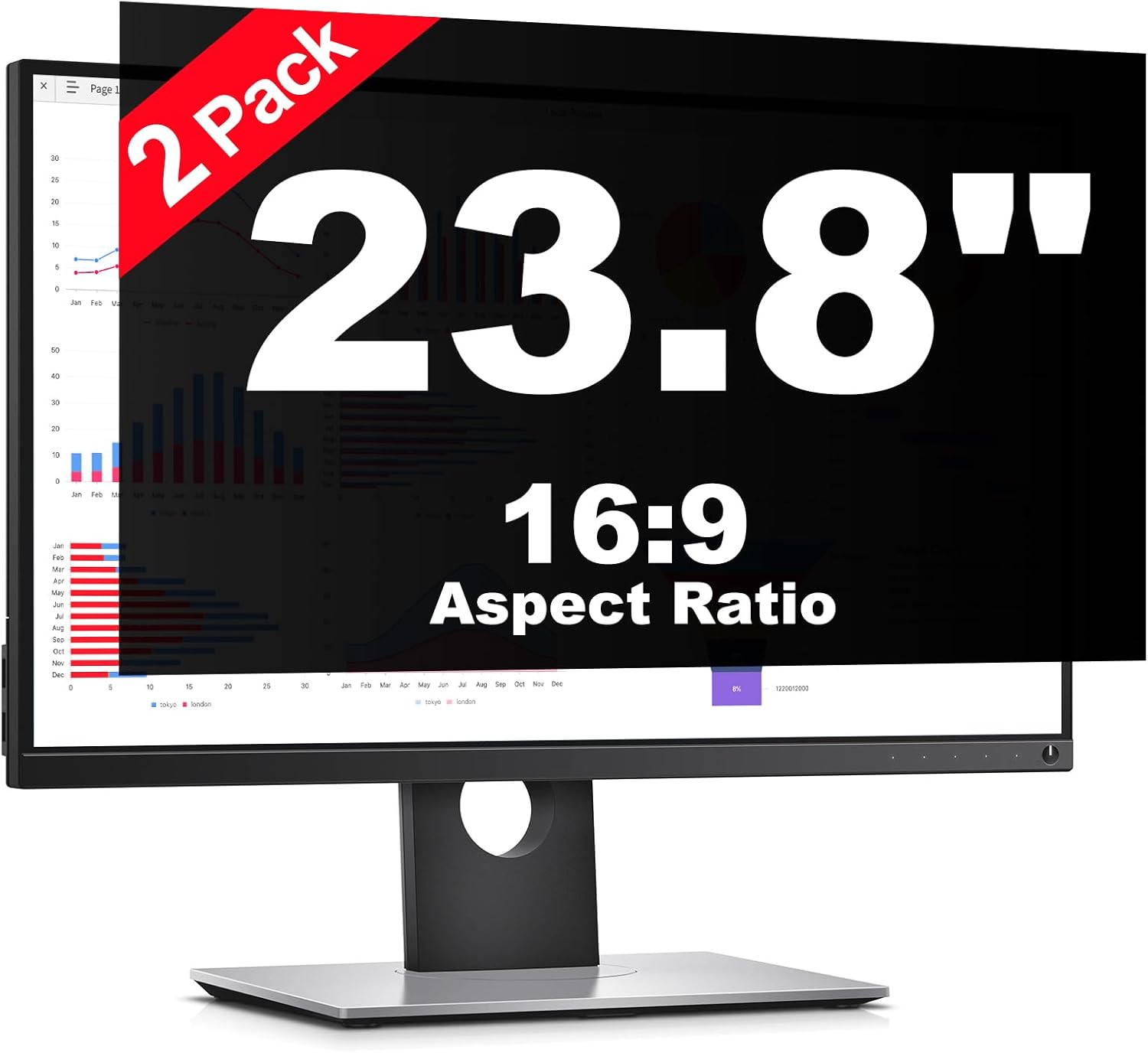 [2 Pack] 23.8 Inch Computer Privacy Screen Protector for 16:9 Widescreen Monitors-Anti-Glare & Blue Light Filter,Anti-Spy Film,Reduces Eye Strain (Fits Most Desktop Screens)