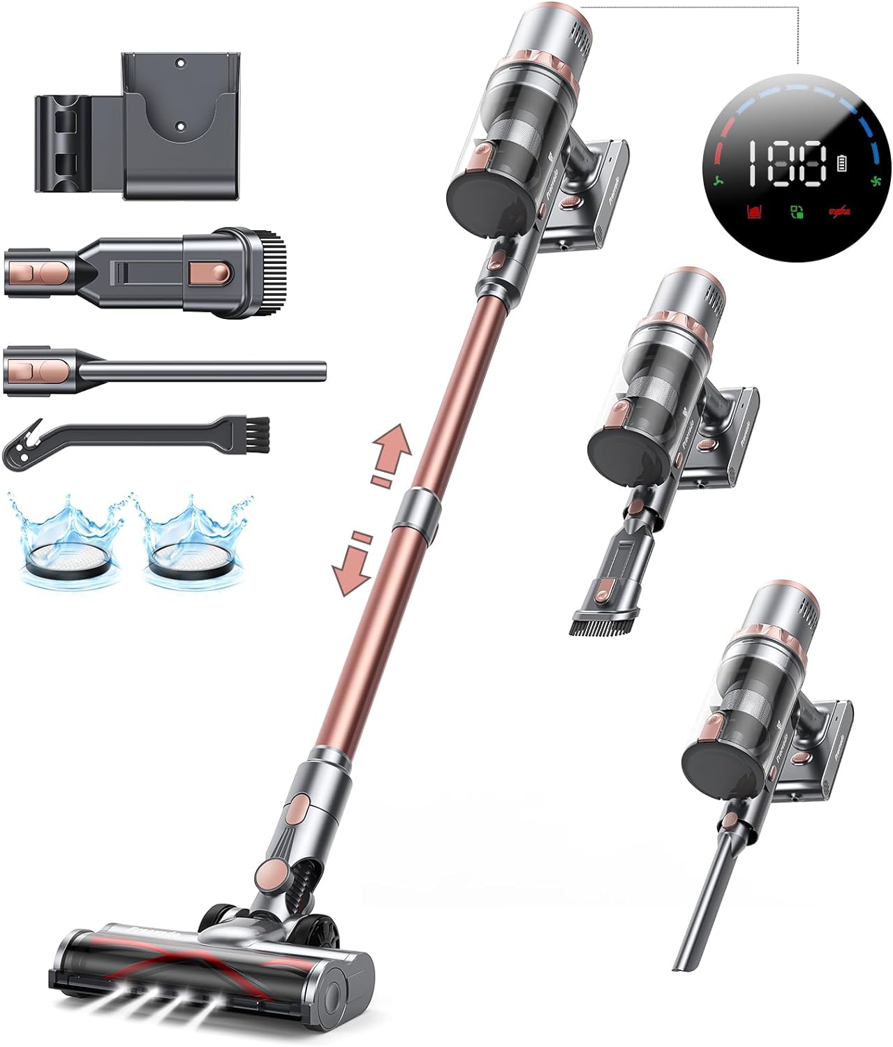Cordless Vacuum Cleaner Handheld Vacuums 500W/45Kpa Lightweight Stick Vacuums Powerful Suction with 60min Runtime for Home Pet Hair Car
