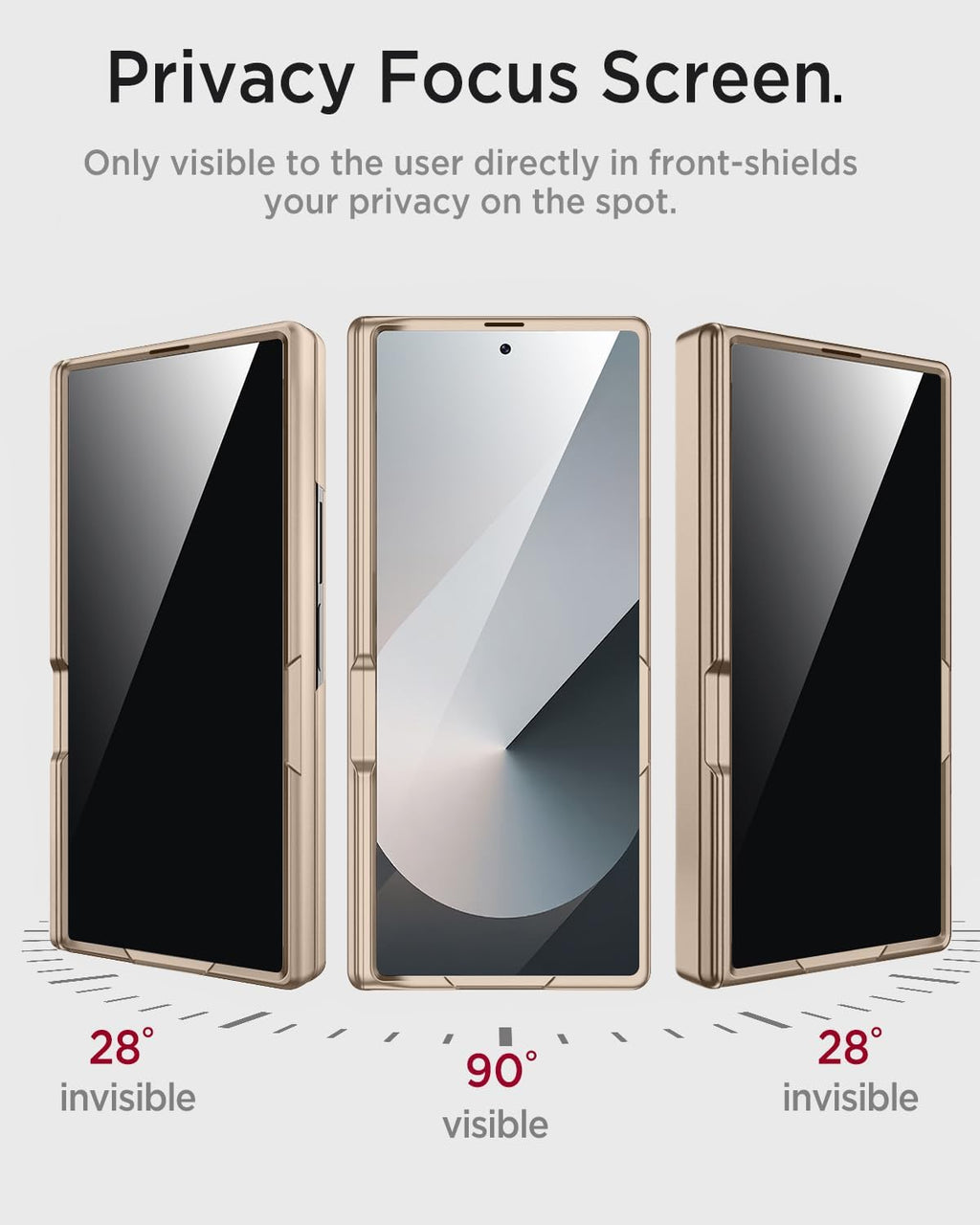 Miimall for Samsung Galaxy Z Fold 7 Case with Privacy Screen Protector, Anti Spy Built-in Adjustable Kickstand Magnetic Hinge Protection Full-Body Protective Case for Galaxy Z Fold 7 Champagne Gold