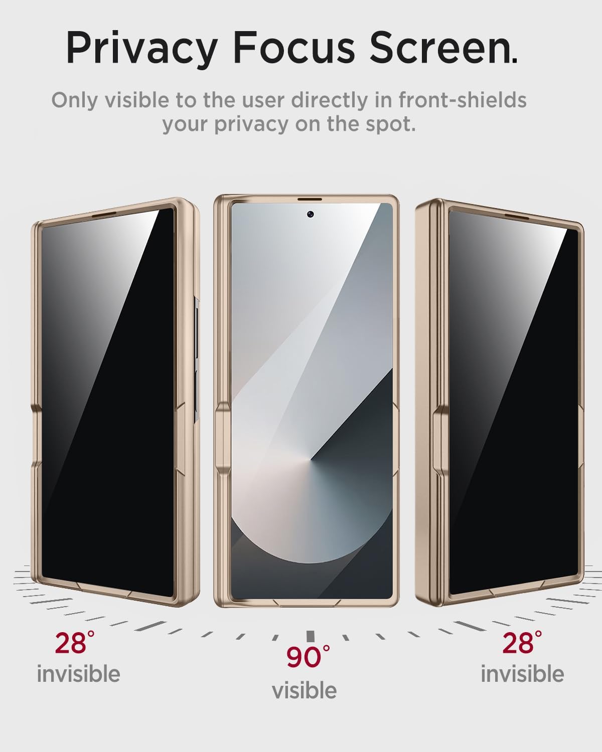 Miimall for Samsung Galaxy Z Fold 7 Case with Privacy Screen Protector, Anti Spy Built-in Adjustable Kickstand Magnetic Hinge Protection Full-Body Protective Case for Galaxy Z Fold 7 Champagne Gold