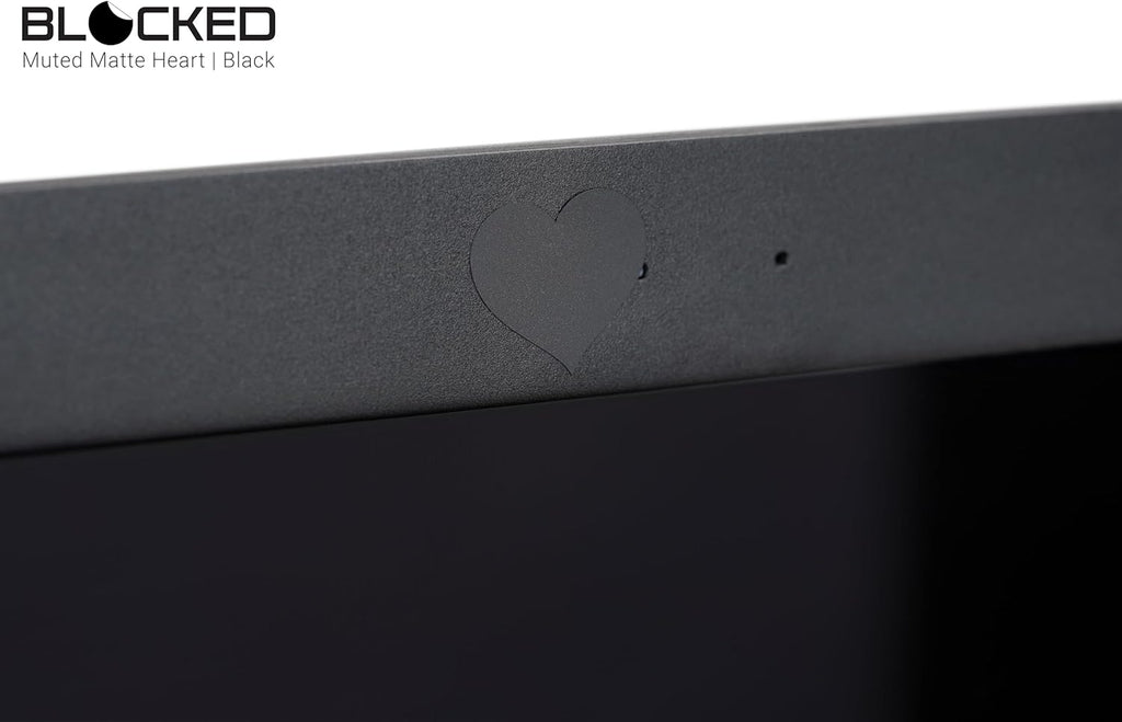 BLOCKED Stackable Webcam/Camera Vinyl Covers | 57 Low-Tack Restickable Webcam Sticker | 3-Sizes | Black 57-Pack Hearts (Muted Matte)