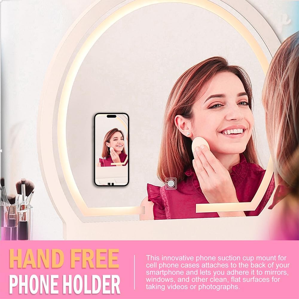 Silicone Suction Phone Holder Mount,Silicon Adhesive Phone Accessory for iPhone and Android, Hands-Free Mirror Shower Phone Holder,TikTok Videos and Selfies (Light Pink, Single Sided)