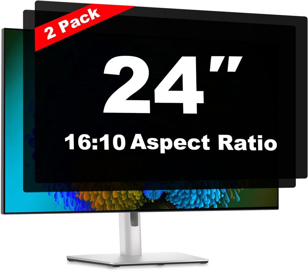 24 Inch Computer Privacy Screen Shield [2 Pack] for 16:10 Widescreen Desktop Monitor - Anti-Glare Blue Light Privacy Filter and Anti Spy Privacy Screen Protector Film