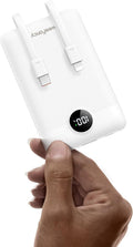 Mini Portable Charger with Built-in Cables 22.5W Fast Charging Power Bank USB-C Small Battery Pack 10000mAh Travel Essential Slim Battery for iPhone 16/15/14, Samsung 25/24, and More