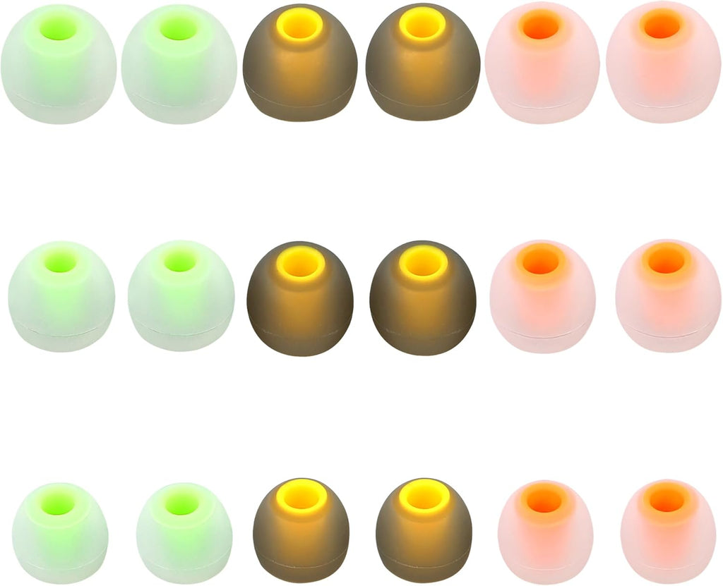 Silicone Earbud Tips - S M L, Fit Most In-Ear Earbuds (Inner Hole 3.8mm - 5.1mm), 9 Pairs