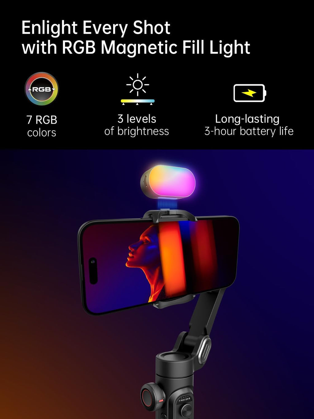 Gimbal stabilizer for Smartphone,Gesture Control/face Tracking,Magnetic Fill Light,Foldable Handheld Phone Gimbal,3-axis stabilizer TikTok YouTube Vlog Recording XE kit