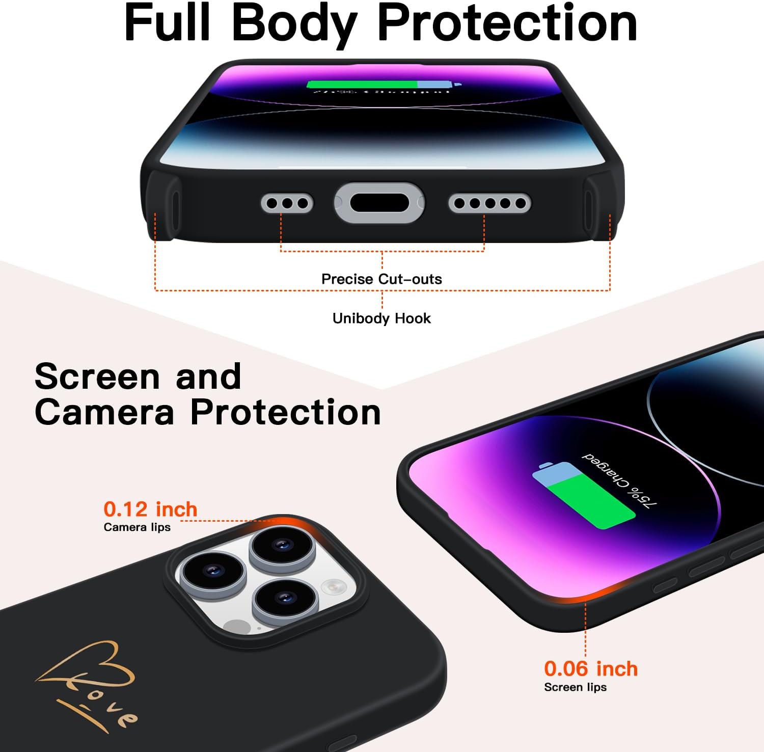 Crossbody Case for iPhone 16 Pro with Strap, [Compatible with MagSafe], Cute Love Heart Silicone Phone Case with Neck Lanyard for Girls Women