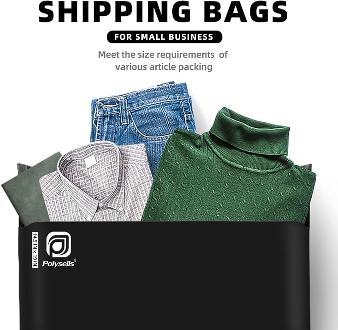 POLYSELLS 500 pcs 14.5x19 Inches Black Poly Mailers Shipping Envelopes - Image 4