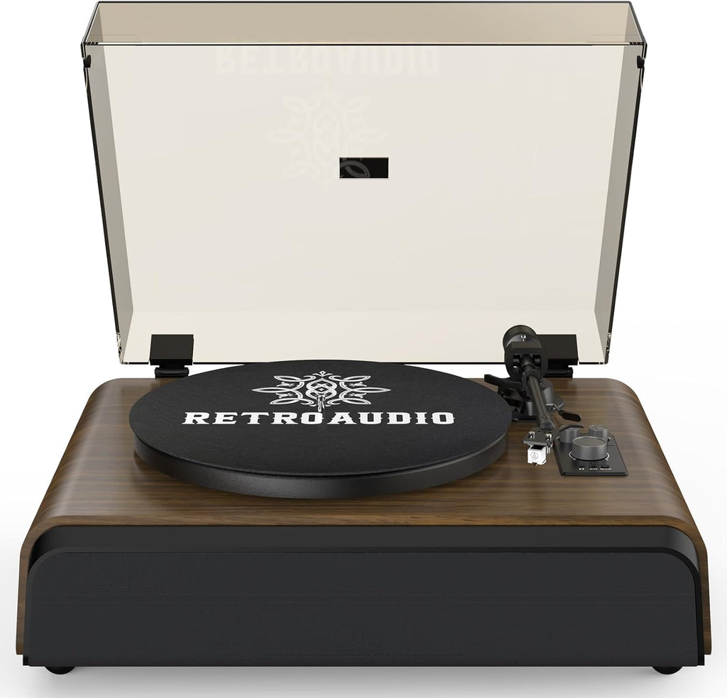 Record Player High-Fidelity Turntable with 2.1 Channel Sound System Built-in Subwoofer for Enhanced Bass, Vinyl Record Player with Magnetic Cartridge BT5.3 Playback RCA Out Aux in Belt-Drive 33/45RPM