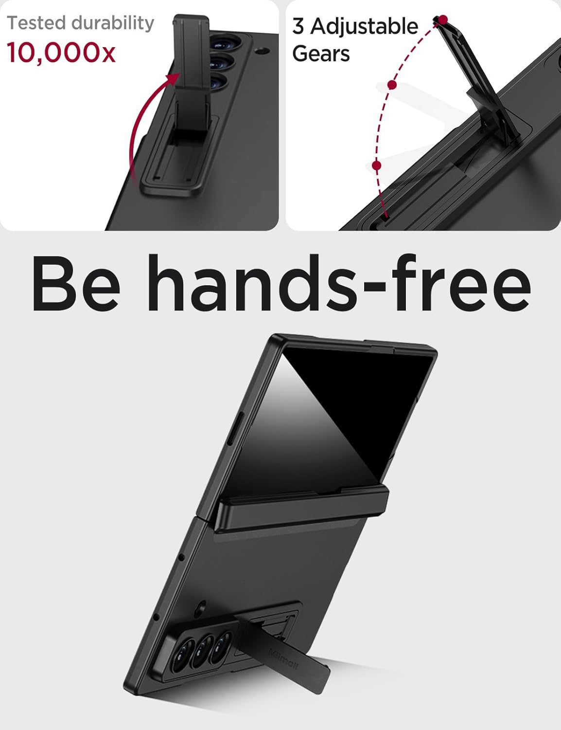 Miimall for Samsung Galaxy Z Fold 7 Case with Privacy Screen Protector, [Anti Spy] Built-in Adjustable Kickstand & Magnetic Hinge Protection Full-Body Protective Case for Galaxy Z Fold 7 5G Black