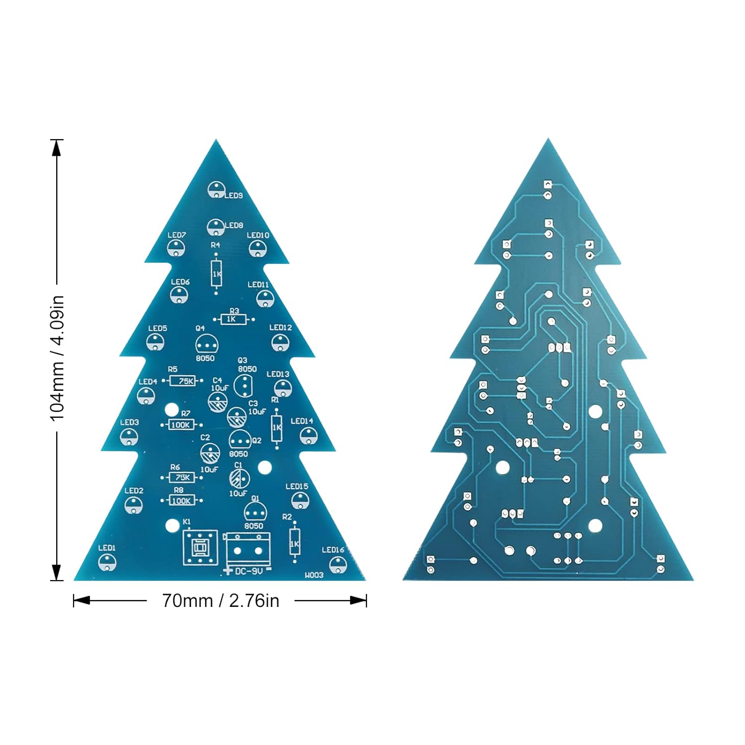Soldering Practice Kit DIY Mini 2-Color Xmas Tree Plug-in Circuit Kit Learn Soldering Kit for Beginners