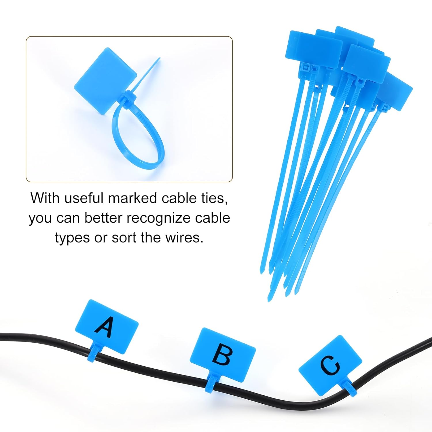 uxcell Desk Grommet, 11/16" (18mm) Zinc Alloy Cable Hole Cover Wire Cord Organizer with Marked Cable Ties for Home Office Desktop Wire, Silver Tone