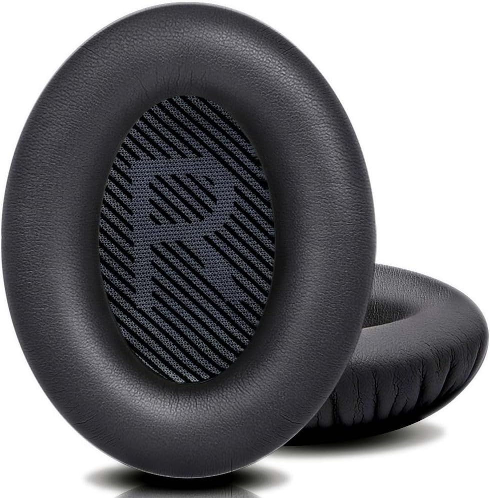 QOQOON Professional Headphone Replacement Ear Pads for Bose QuietComfort 35 2 15 25 Earpads Cushion for QC2 QC15 QC25 SoundTrue SoundLink Around-Ear Headphones (QC35/35ii, Black Cushion + Black Mat)